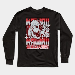 Kawaii Girl Retro Music Long Sleeve T-Shirt